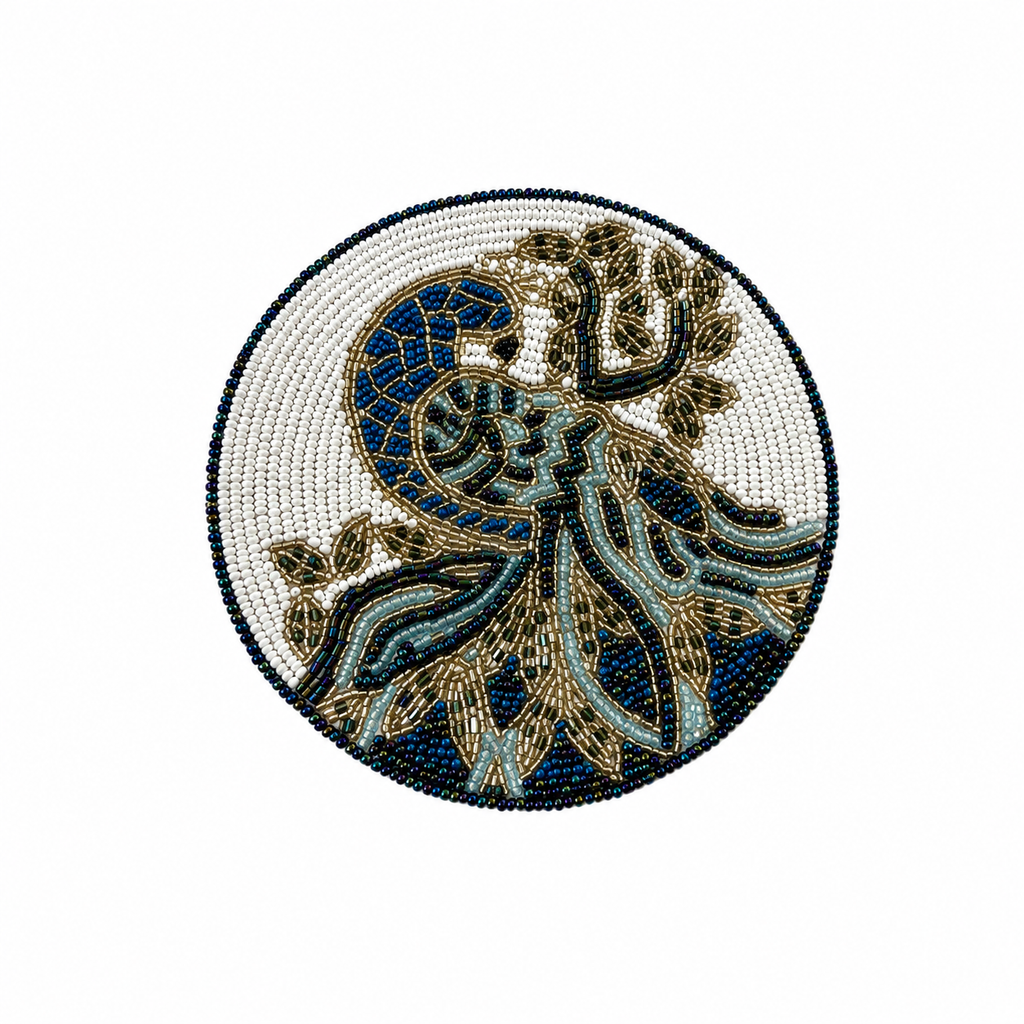 Hand Beaded Peacock Coasters