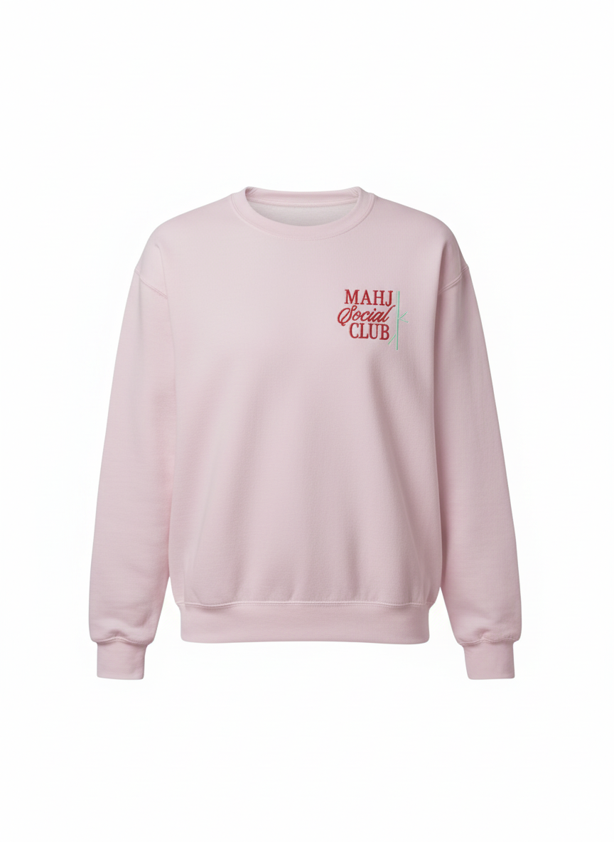 MAHJ Social Club Embroidered Long Sleeve Crew Neck