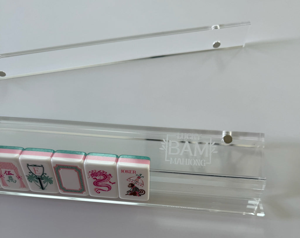 Clear Mahjong Rack Set with Straight Pusher