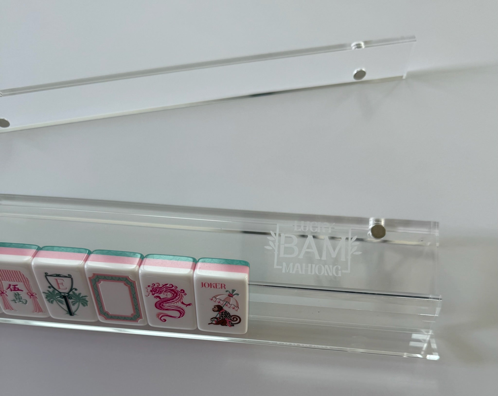 Clear Mahjong Rack Set with Straight Pusher