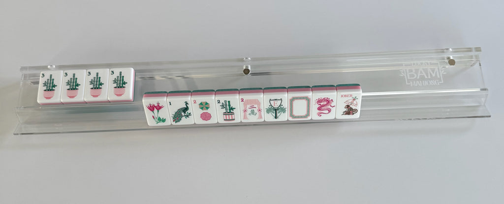 Clear Mahjong Rack Set with Straight Pusher