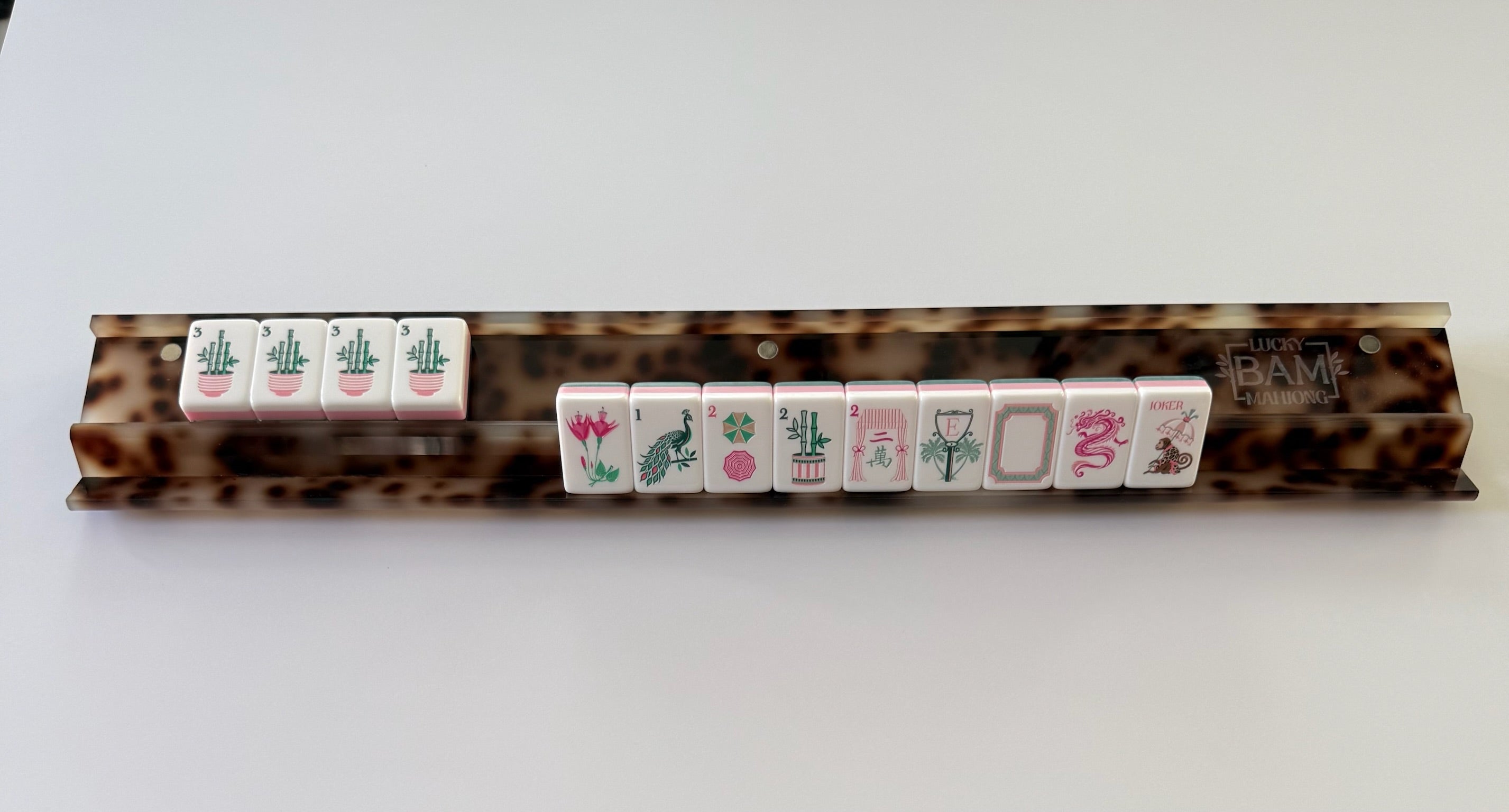 Blonde Tortoise Mahjong Rack Set