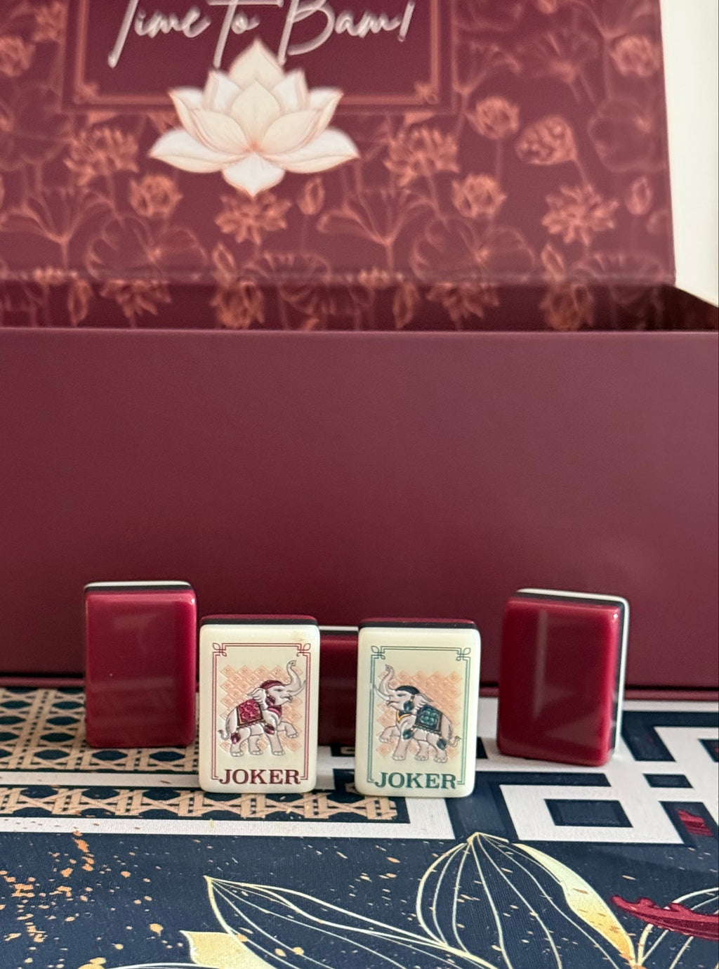 Sacred Lotus American Mahjong Tiles – Solid Luxe Burgundy $425