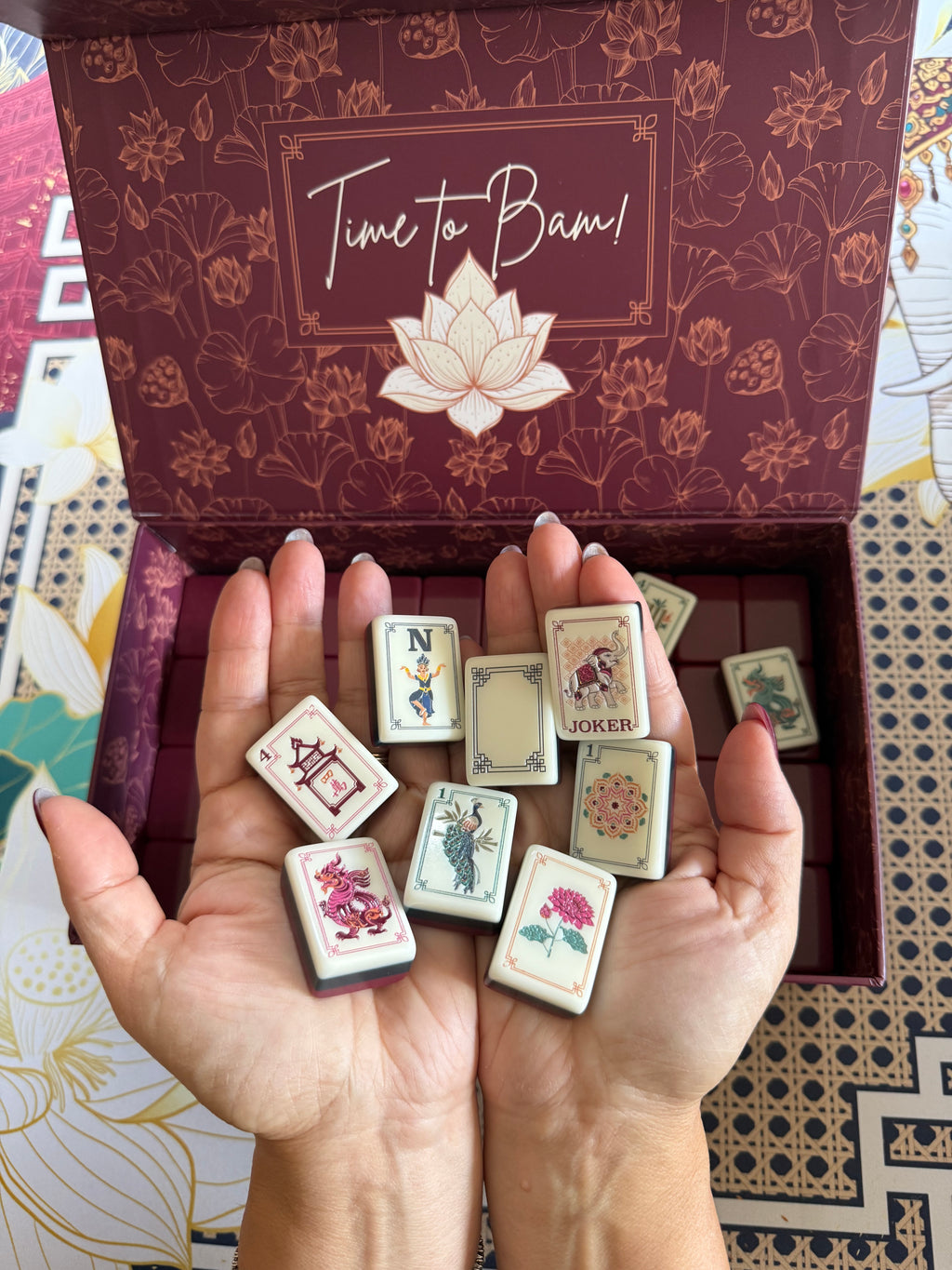 Sacred Lotus American Mahjong Tiles – Solid Luxe Burgundy $425