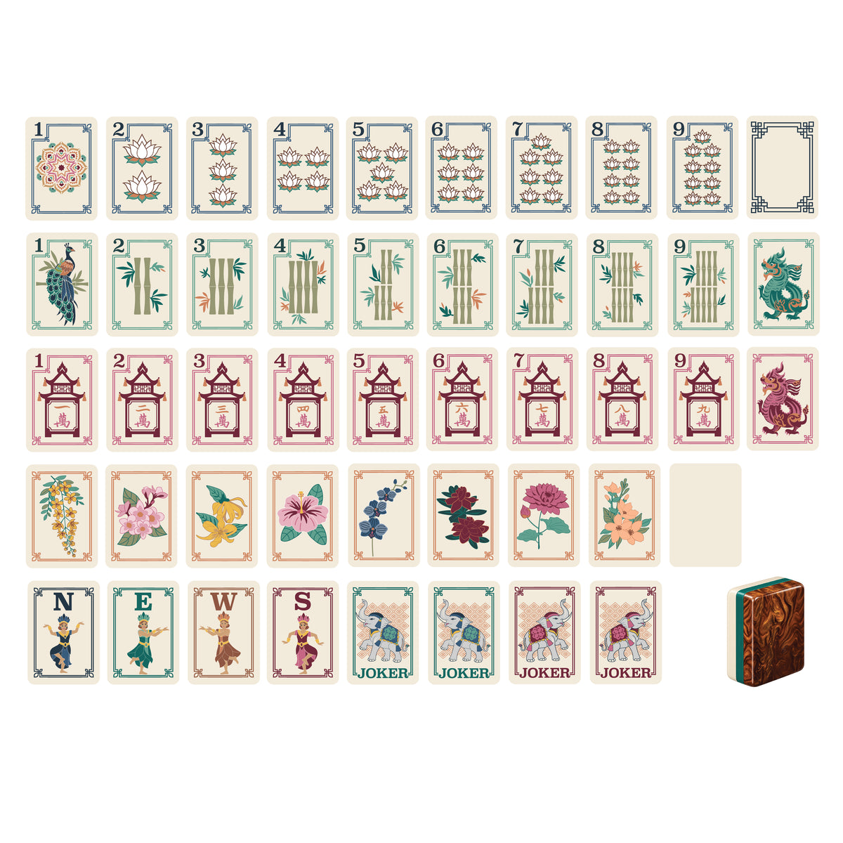 Sacred Lotus American Mahjong Tiles – Pearlescent Brown $425