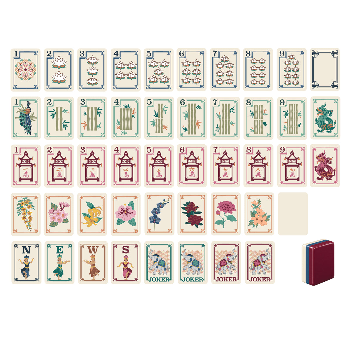 Sacred Lotus American Mahjong Tiles – Solid Luxe Burgundy $425