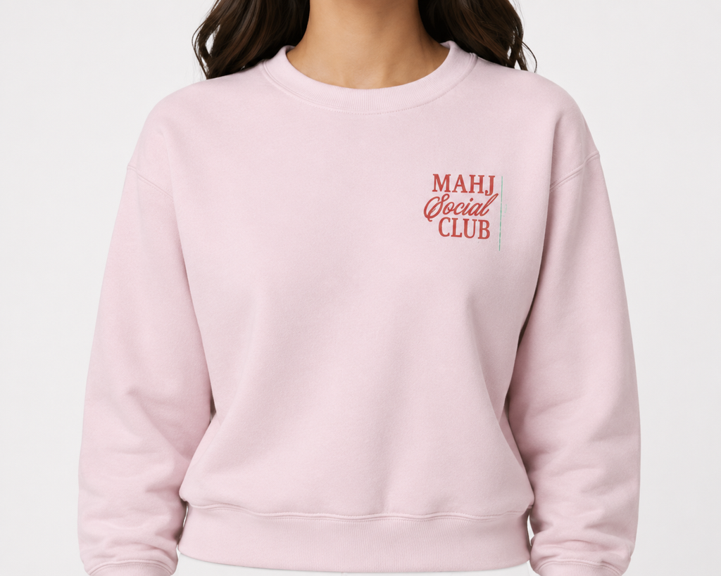 MAHJ Social Club Embroidered Long Sleeve Crew Neck