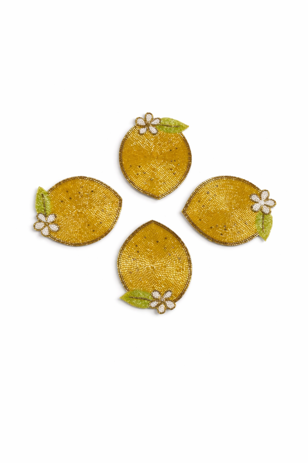 Hand Beaded Lemon Coasters