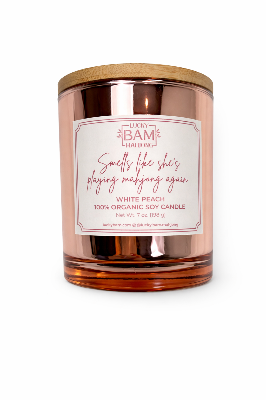 White Peach Candle - Smells Like She's Playing Mahjong Again